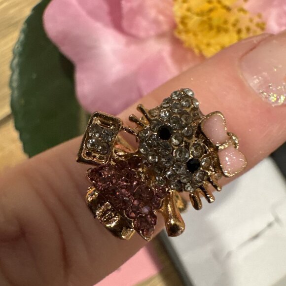 Adorable Hello Kitty Cat Kitten Silvertone Costume Adjustable Ring NEW w Box A4 - Picture 5 of 5